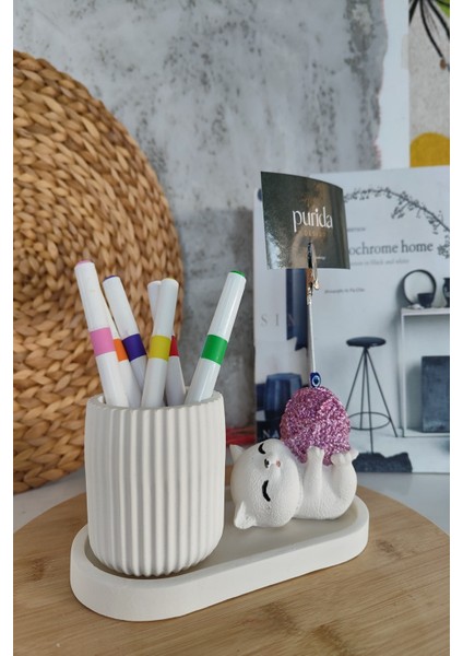 Purida Design Dekoratif Sevimli Kedi Kalemlik ve Notluk Seti modelleri