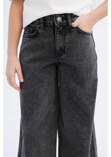 Kız Çocuk Wide Leg Geniş Bol Paça Pamuklu Jean Pantolon D7094A825SM