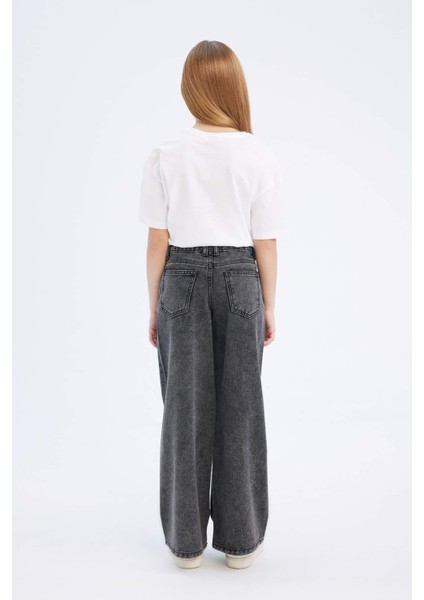 Kız Çocuk Wide Leg Geniş Bol Paça Pamuklu Jean Pantolon D7094A825SM