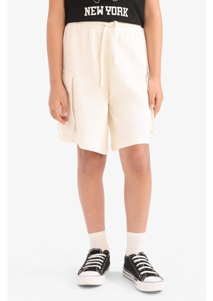 Kız Çocuk Beli Lastikli Kargo Cepli Şort B0840A825HS