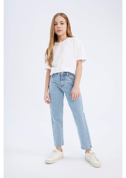 Kız Çocuk Mom Fit Standart Paça Jean Pantolon D7095A825SM