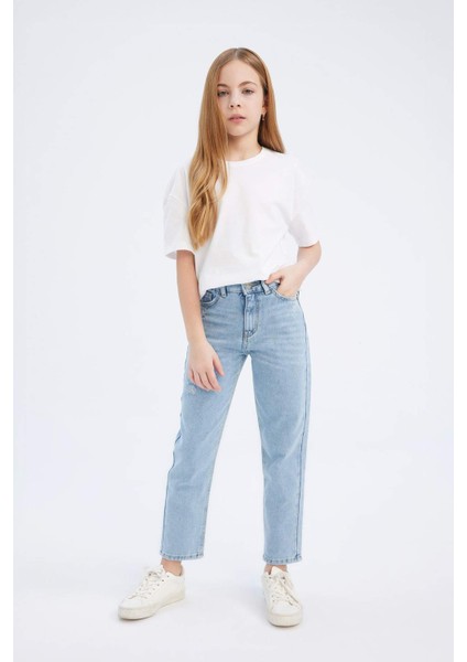 Kız Çocuk Mom Fit Standart Paça Jean Pantolon D7095A825SM
