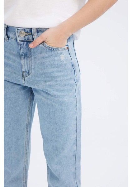 Kız Çocuk Mom Fit Standart Paça Jean Pantolon D7095A825SM