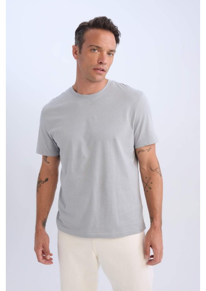 %100 Pamuk New Regular Fit Bisiklet Yaka Basic Düz Kısa Kollu Tişört V7699AZ25SP