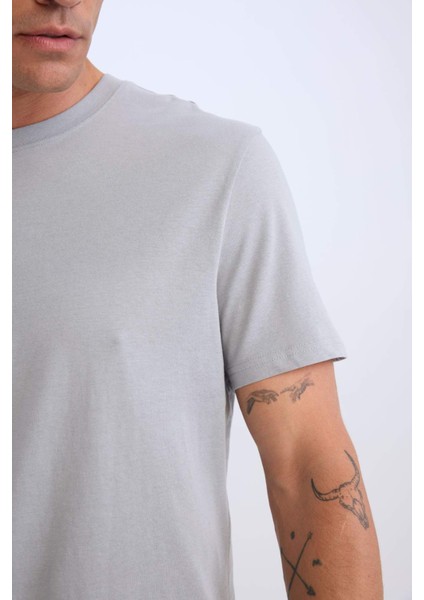 %100 Pamuk New Regular Fit Bisiklet Yaka Basic Düz Kısa Kollu Tişört V7699AZ25SP