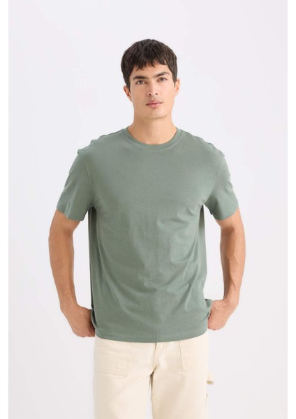 %100 Pamuk New Regular Fit Bisiklet Yaka Basic Düz Kısa Kollu Tişört V7699AZ25SP