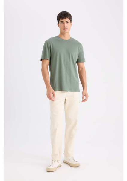 %100 Pamuk New Regular Fit Bisiklet Yaka Basic Düz Kısa Kollu Tişört V7699AZ25SP