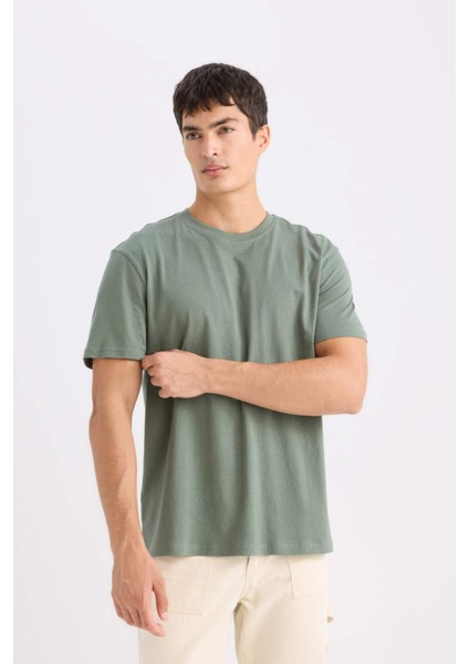 %100 Pamuk New Regular Fit Bisiklet Yaka Basic Düz Kısa Kollu Tişört V7699AZ25SP