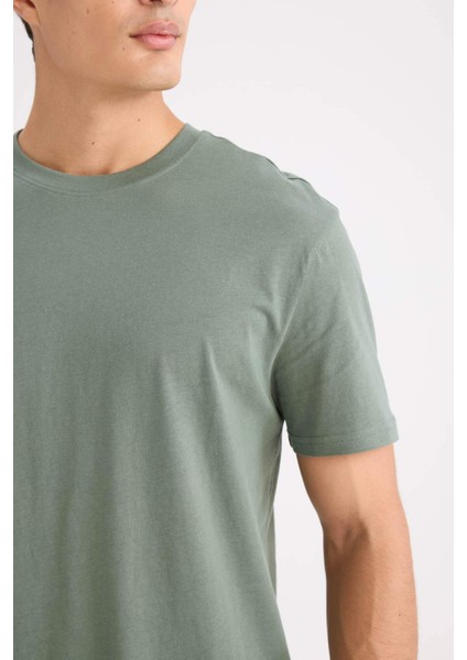 %100 Pamuk New Regular Fit Bisiklet Yaka Basic Düz Kısa Kollu Tişört V7699AZ25SP