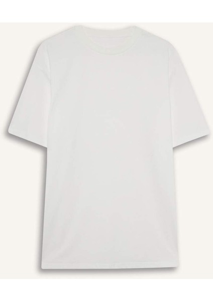 %100 Pamuk New Regular Fit Bisiklet Yaka Basic Düz Kısa Kollu Beyaz Tişört V7699AZ25SP