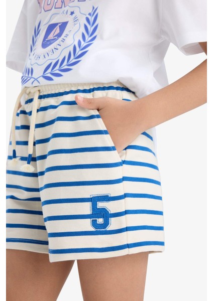 Kız Çocuk Beli Lastikli Çizgili Şort A2466A825HS