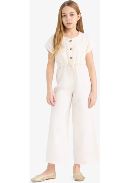 Kız Çocuk Gabardin Kısa Kollu Tulum D9308A825SM