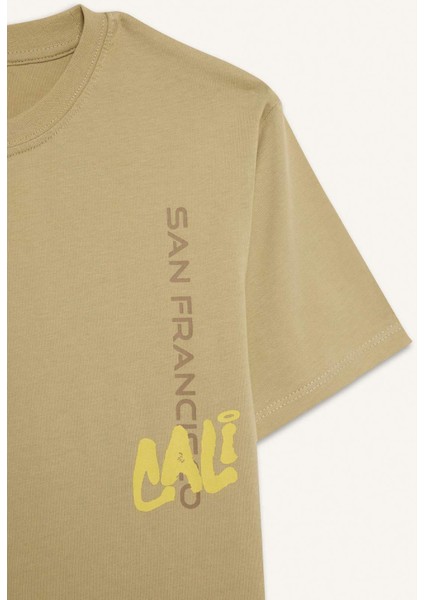 Erkek Çocuk Bisiklet Yaka Sırt Baskılı Kısa Kollu Tişört