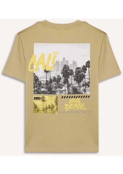 Erkek Çocuk Bisiklet Yaka Sırt Baskılı Kısa Kollu Tişört