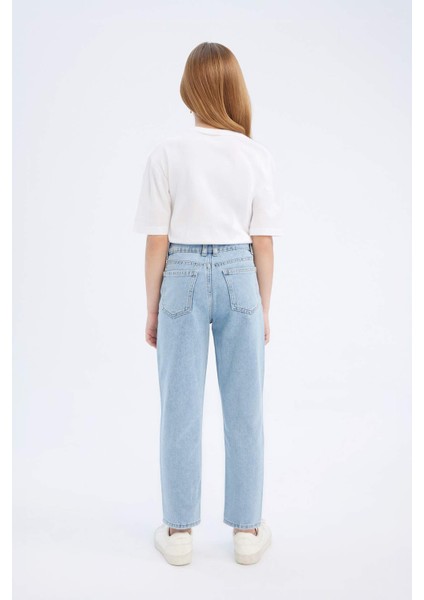 Kız Çocuk Mom Fit Standart Paça Jean Pantolon D7095A825SM
