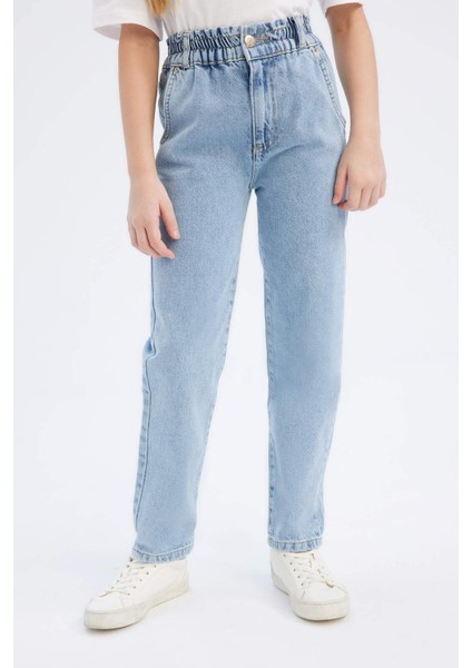 Kız Çocuk Paperbag Jogger Paça Pamuklu Jean Pantolon D7112A825SM
