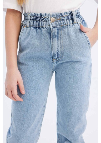 Kız Çocuk Paperbag Jogger Paça Pamuklu Jean Pantolon D7112A825SM