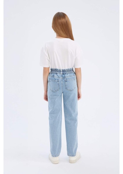 Kız Çocuk Paperbag Jogger Paça Pamuklu Jean Pantolon D7112A825SM