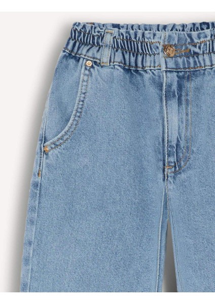 Kız Çocuk Paperbag Jogger Paça Pamuklu Jean Pantolon D7112A825SM