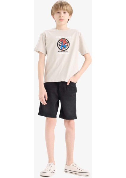 Erkek Çocuk Marvel Spiderman Bisiklet Yaka Kısa Kollu Tişört D9570A825SM