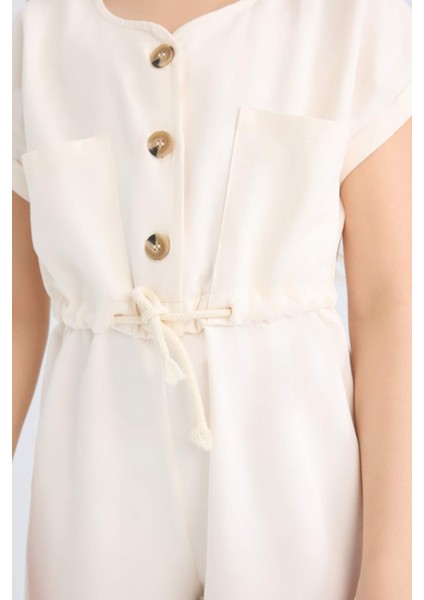 Kız Çocuk Gabardin Kısa Kollu Tulum D9308A825SM