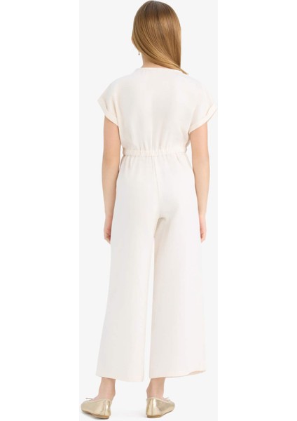 Kız Çocuk Gabardin Kısa Kollu Tulum D9308A825SM