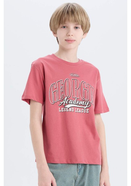 Erkek Çocuk Bisiklet Yaka Baskılı Kısa Kollu Tişört