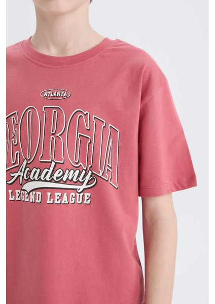 Erkek Çocuk Bisiklet Yaka Baskılı Kısa Kollu Tişört