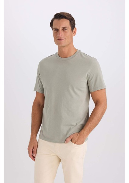 %100 Pamuk New Regular Fit Bisiklet Yaka Basic Düz Kısa Kollu Tişört V7699AZ25SP