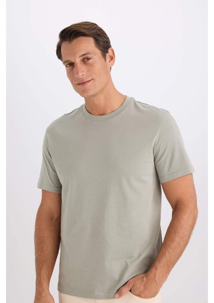 %100 Pamuk New Regular Fit Bisiklet Yaka Basic Düz Kısa Kollu Tişört V7699AZ25SP