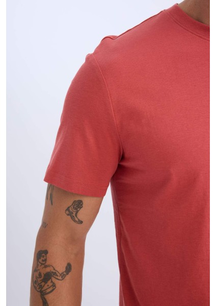 %100 Pamuk New Regular Fit Bisiklet Yaka Basic Düz Kısa Kollu Tişört V7699AZ25SP