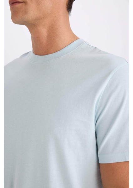 %100 Pamuk New Regular Fit Bisiklet Yaka Basic Düz Kısa Kollu Tişört V7699AZ25SP