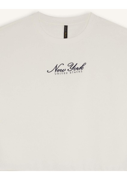 Relax Fit Bisiklet Yaka Baskılı Kalın Sweatshirt D9806AX24WN