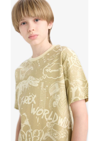 Erkek Çocuk Bisiklet Yaka Desenli Kısa Kollu Tişört D9290A825SM