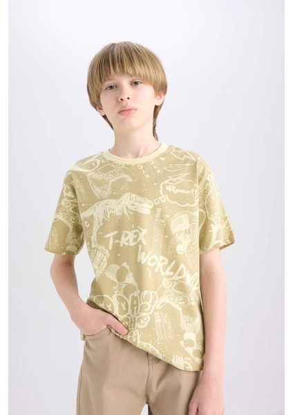 Erkek Çocuk Bisiklet Yaka Desenli Kısa Kollu Tişört D9290A825SM