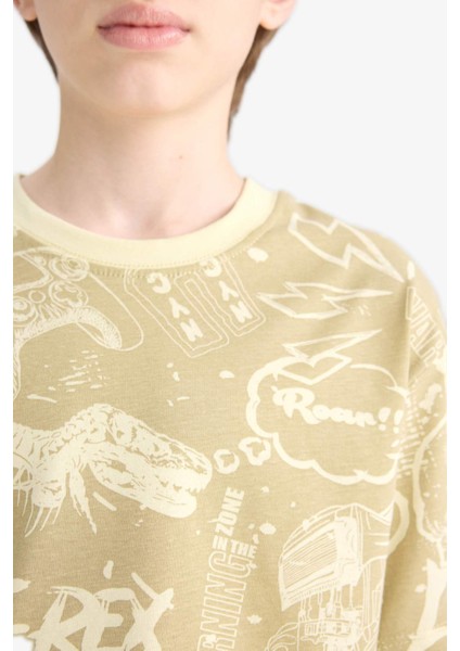 Erkek Çocuk Bisiklet Yaka Desenli Kısa Kollu Tişört D9290A825SM