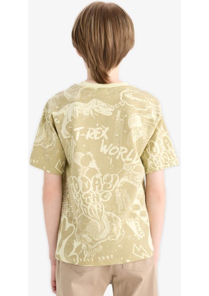 Erkek Çocuk Bisiklet Yaka Desenli Kısa Kollu Tişört D9290A825SM