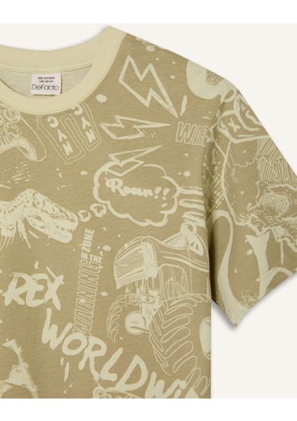 Erkek Çocuk Bisiklet Yaka Desenli Kısa Kollu Tişört D9290A825SM