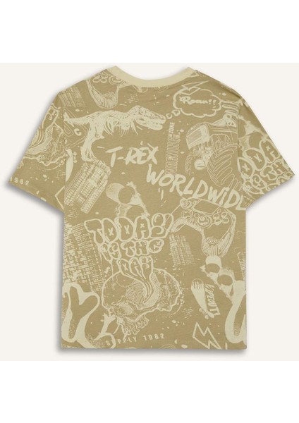 Erkek Çocuk Bisiklet Yaka Desenli Kısa Kollu Tişört D9290A825SM