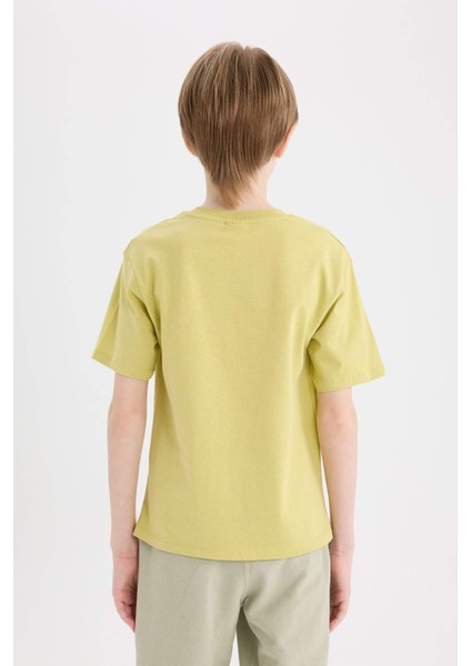 Erkek Çocuk Bisiklet Yaka Baskılı Kısa Kollu Tişört