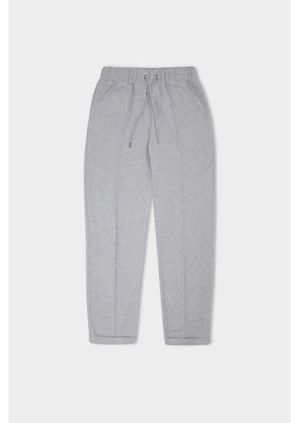 Regular Fit Pantolon Beli Lastikli Basic Düz Bağcıklı Cepli Paça Katlamalı Uzun Boy D9010AX24WN