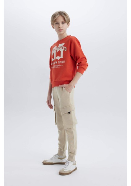 Erkek Çocuk Beli Paçası Lastikli Kargo Cepli Jogger Eşofman Altı D8574A825SP