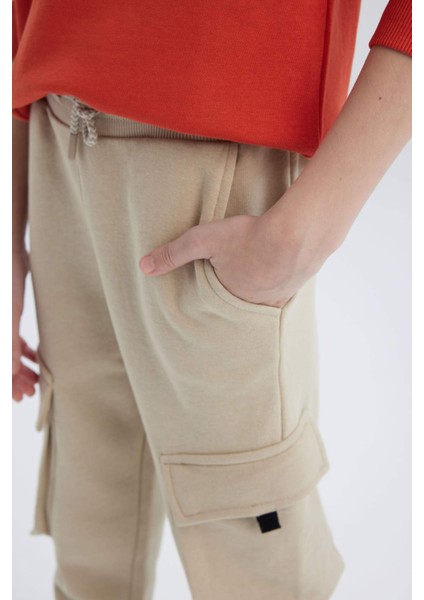 Erkek Çocuk Beli Paçası Lastikli Kargo Cepli Jogger Eşofman Altı D8574A825SP