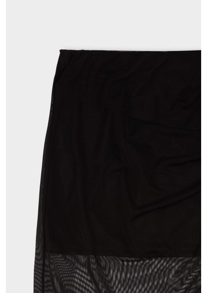 Kalem Normal Bel Drapeli Astarlı Tül Midi Etek D8744AX24AU