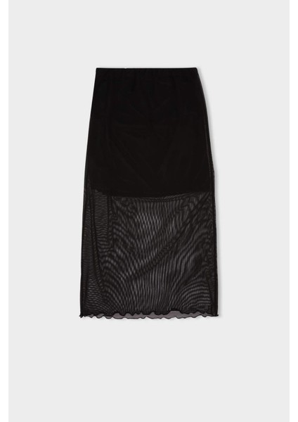 Kalem Normal Bel Drapeli Astarlı Tül Midi Etek D8744AX24AU