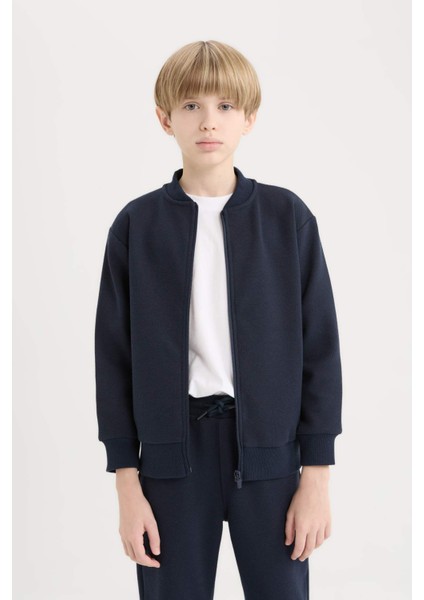 Erkek Çocuk Kolej Yaka Fermuarlı Bomber Ceket D2803A825SP