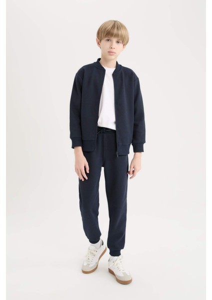 Erkek Çocuk Kolej Yaka Fermuarlı Bomber Ceket D2803A825SP