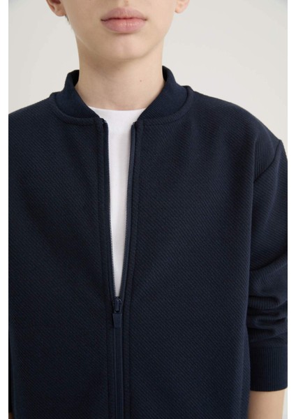 Erkek Çocuk Kolej Yaka Fermuarlı Bomber Ceket D2803A825SP