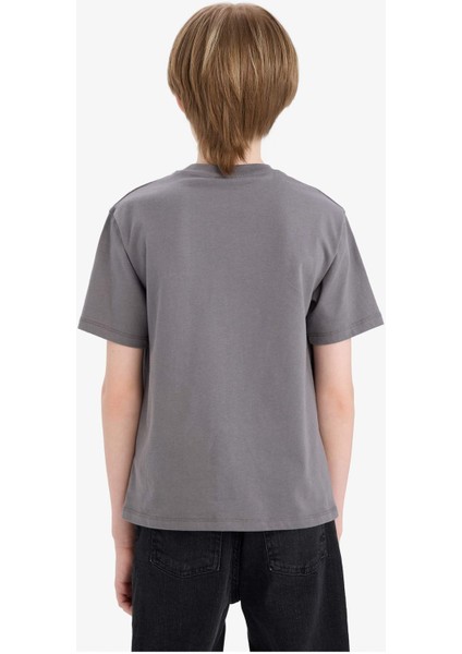 Erkek Çocuk Bisiklet Yaka Kaykay Baskılı Kısa Kollu Tişört D9293A825SM