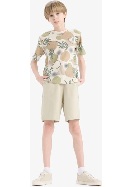 Erkek Çocuk Bisiklet Yaka Desenli Kısa Kollu Tişört